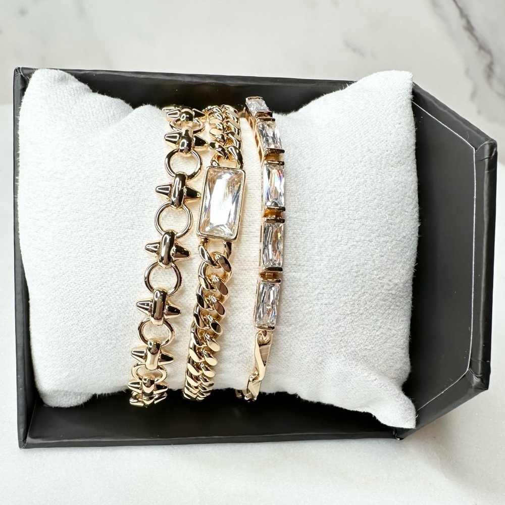 Bomb Party Luxe Layer Bracelet Edgy Perfection Gold Plating  RBP8080 NWT